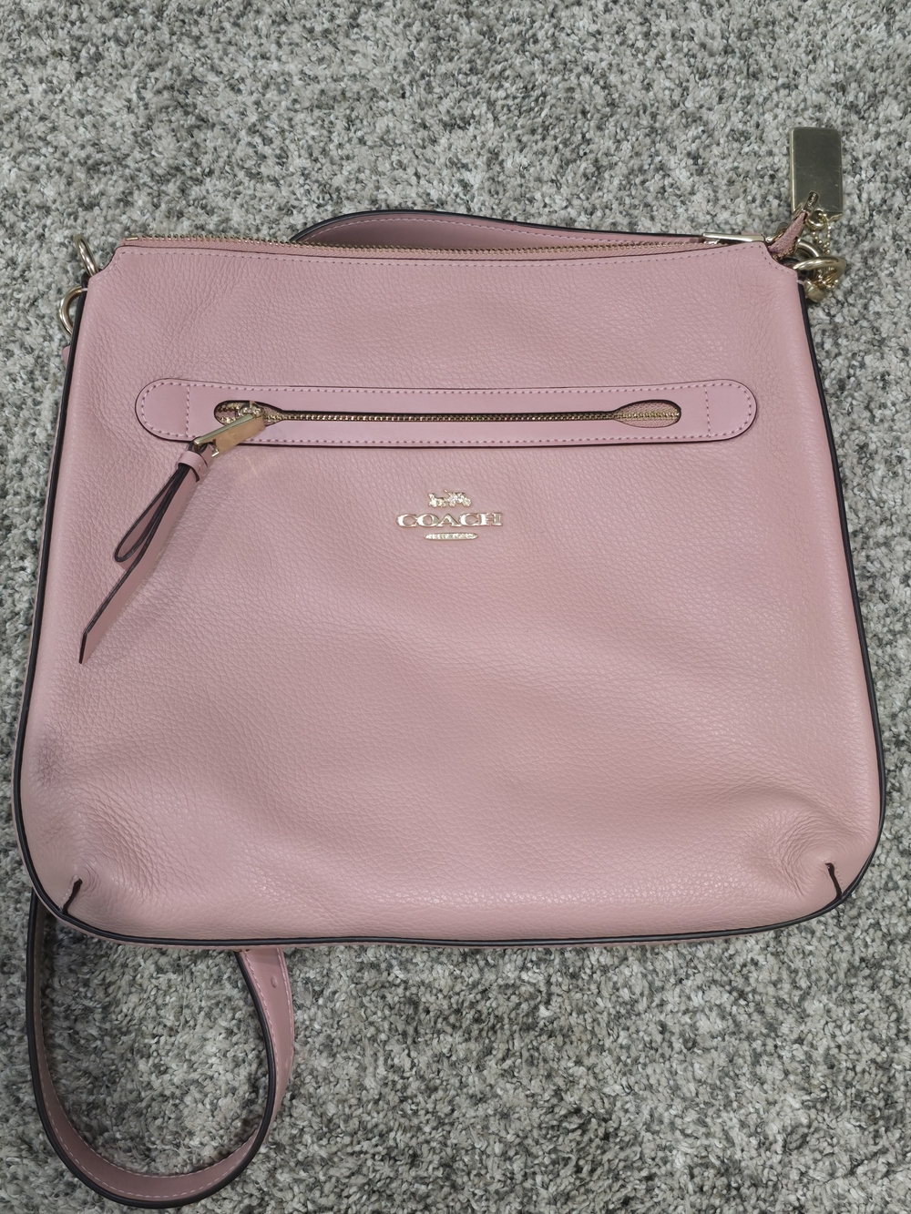 Coach Pink Pebbled Leather Shoulder Bag with Gold Hardware